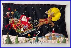 One left! Santa's sleigh BIG Christmas pillow! Handmade felt New World Arts