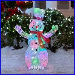 Orchestra of Lights Crystal Swirl Snowman 48 Inch LED Color Change Holiday Decor