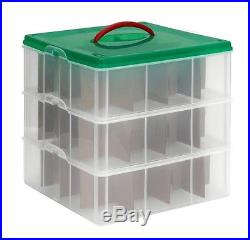 Ornament Christmas Storage Organizer Stackable Adjustable Square Box Set 3 Trays