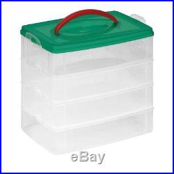 Ornament Storage Organizer Stackable Adjustable Square Rectangle Trays Box Set 4