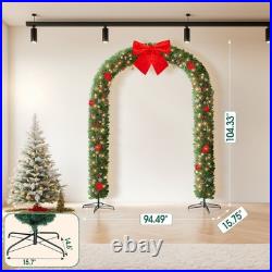 Outdoor 8.7 FT PVC Christmas Arch with Lights, Ornaments Holiday Arch Decoration