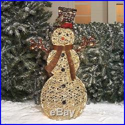 Outdoor Christmas 42 Woodland Look Snowman with Hat Pre-Lit Lighted Sculpture
