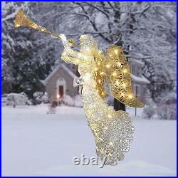 Outdoor Christmas Decor Lighted Trumpeting Angel Display w Wings Indoor 4′ Tall