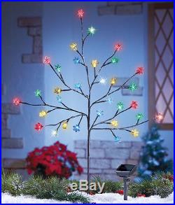 Outdoor Christmas Decoration 32 SOLAR LIGHTS LIGHTED SNOWFLAKE TREE RED GREEN