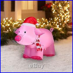 Outdoor Christmas Decoration Airblown Inflatable Pig Pink 3' Yard Xmas Decor NEW