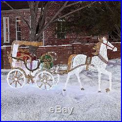 Outdoor Christmas Decoration Horse Carriage Pre Lit 750 LED Cool White Lights