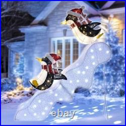 Outdoor Christmas Decorations Lighted Penguins HOYECHI outside Christmas Decor
