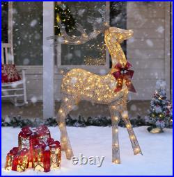 Outdoor Christmas Decorations Lighted Reindeer 5FT Pre Lit Large Lawn Yard Decor