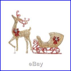 Outdoor Christmas Decorations Santa Gold Reindeer with Sleigh