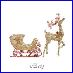 Outdoor Christmas Decorations Santa Gold Reindeer with Sleigh