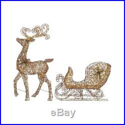 Outdoor Christmas Decorations Santa Reindeer with Sleigh, LED Lighted Decor