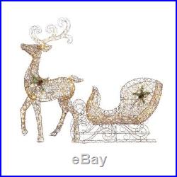 Outdoor Christmas Decorations Santa Reindeer with Sleigh, LED Lighted Decor