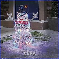 Outdoor Christmas Decorations Snowman Large 3D Acrylic Ice White 60 LED Lights