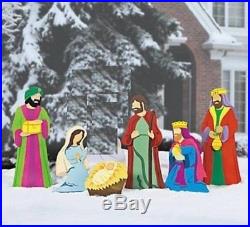 Outdoor Christmas Deluxe Nativity Scene Large Metal Yard Stakes Decoration 6-PC