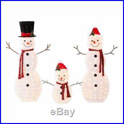 Outdoor Christmas Light-up 3-Piece Snowman Family Decoration Set Yard Holiday