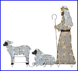 Outdoor Christmas Lighted Yard Decoration Shepherd Sheep Holiday Lawn Decor