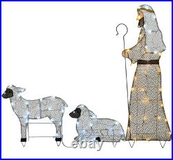 Outdoor Christmas Lighted Yard Decoration Shepherd Sheep Holiday Lawn Decor
