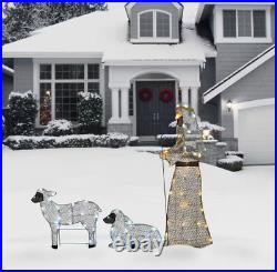 Outdoor Christmas Lighted Yard Decoration Shepherd Sheep Holiday Lawn Decor
