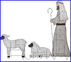 Outdoor Christmas Lighted Yard Decoration Shepherd Sheep Holiday Lawn Decor