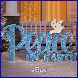 Outdoor Christmas Sign Peace On Earth Lawn with Dove Blue 60 Glitter Yard Decor