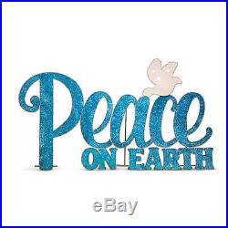 Outdoor Christmas Sign Peace On Earth Lawn with Dove Blue 60 Glitter Yard Decor