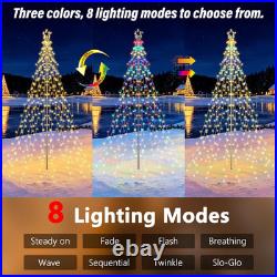 Outdoor Christmas Tree Lights with Pole, 10 FT, Warm White and Multicolor