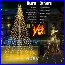 Outdoor Christmas Tree Lights with Pole, 10 FT, Warm White and Multicolor