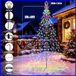 Outdoor Christmas Tree Lights with Pole, 10 FT, Warm White and Multicolor