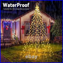 Outdoor Christmas Tree Lights with Pole, 10 FT, Warm White and Multicolor