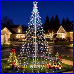 Outdoor Christmas Tree Lights with Pole, 10 FT, Warm White and Multicolor