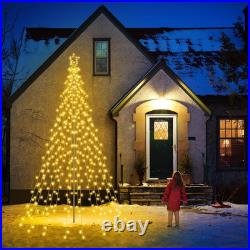 Outdoor Christmas Tree Lights with Pole, 10 FT, Warm White and Multicolor