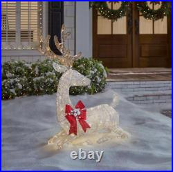 Outdoor Christmas Yard Decor Holiday Reindeer Deer Pre Lit LED Sitting Buck Xmas
