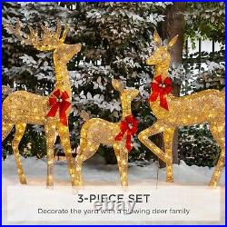 Outdoor Christmas Yard Decoration Reindeer Family Set Pre-Lit 360 LED Lights
