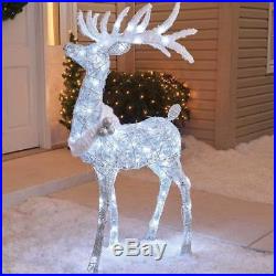 Outdoor Cool White Twinkling Buck Deer Sculpture Lighted Christmas Yard Decor