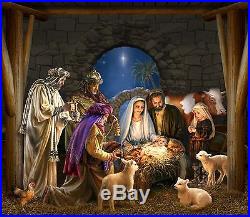 Outdoor Decoration Garage Door Christmas Nativity Scene House Banner Decor 7by8