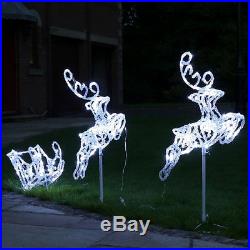Outdoor Garden Lawn Path Christmas Reindeer & Sleigh Acrylic Led Light Set