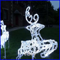 Outdoor Garden Lawn Path Christmas Reindeer & Sleigh Acrylic Led Light Set