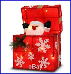 Outdoor Gift Box Christmas Decoration Santa Fun Party LED Lights Tree Winter New