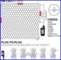 Outdoor Halloween Net Lights, 198 LEDs 9.8FT x 6.6FT, Plug in Waterproof