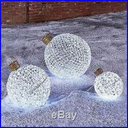Outdoor Holiday Christmas Yard Decoration 3pc Set Twinkling Ornament Bulbs