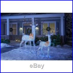 Outdoor Holiday Decorations Glow 65 In. Christmas Cool White LED Silver PVC Deer