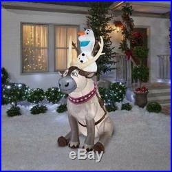 Outdoor Inflatable Olaf Sitting on Sven The Reindeer Christmas Frozen Yard Decor