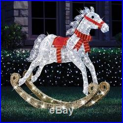 Outdoor Lighted 4' Christmas Rocking Horse LED Pre Lit Twinking Lawn Yard Decor