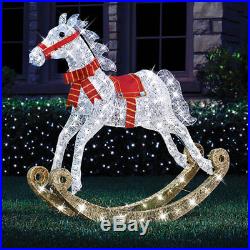 Outdoor Lighted 4′ Christmas Rocking Horse LED Pre Lit Twinking Lawn Yard Decor