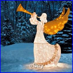 Outdoor Lighted 56 Animated Christmas Angel Horn Sculpture Yard Lawn Decor PS