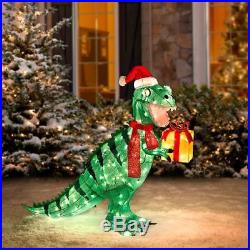 Outdoor Lighted Animated Jurassic T-Rex Dinosaur Sculpture Christmas Yard Decor
