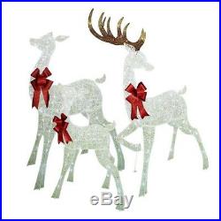 Outdoor Lighted Christmas Reindeer LED Twinkling Yard Deer Family Decoration Set