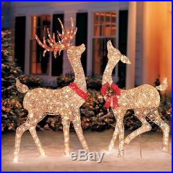 Outdoor Lighted Gold Champagne Reindeer Deer Doe Buck Figures Christmas Decor