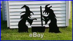 Outdoor Lighted Halloween Decorations Silhouettes Yard Art Witch Display 3pc Set