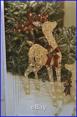 Outdoor Lighted/Pre-Lit 3-Pc Deer Family Display Scene Christmas Yard Art Decor